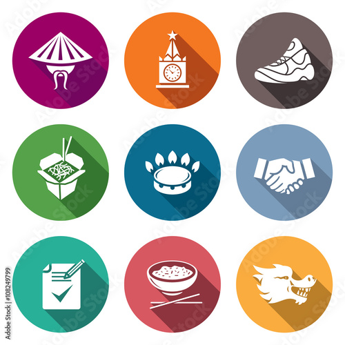 China and Russia Icons Set. Vector Illustration.