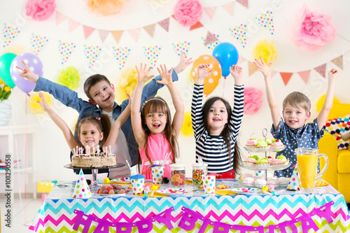 Happy group of children hav...