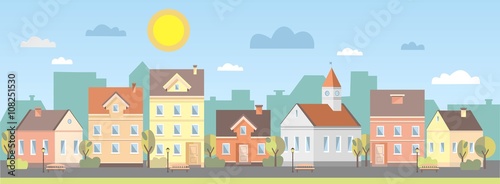 The landscape of the historic city. Vector illustration.
