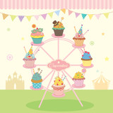 Fancy cupcakes on the ferris wheel  theme park for kids