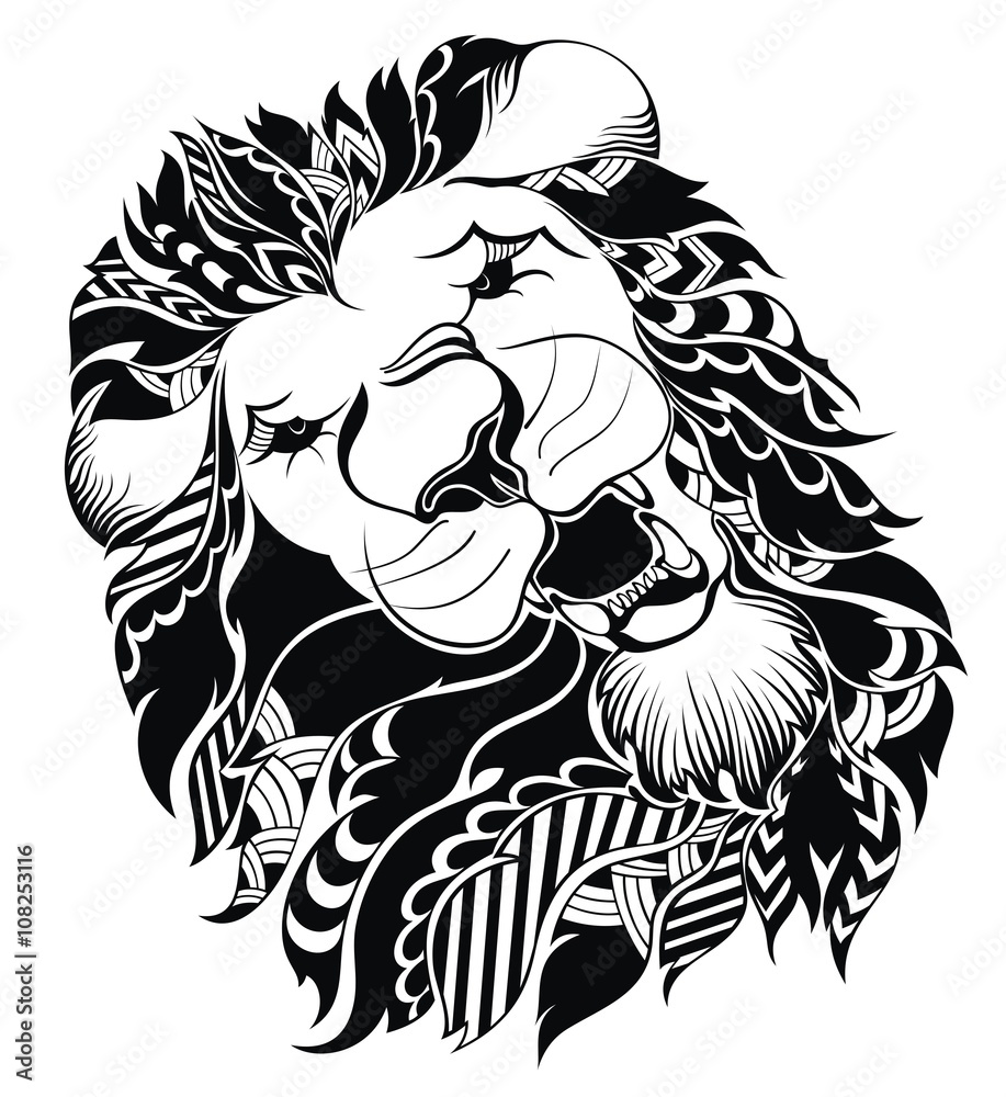 Fototapeta premium Lion head - vector sign concept illustration. 