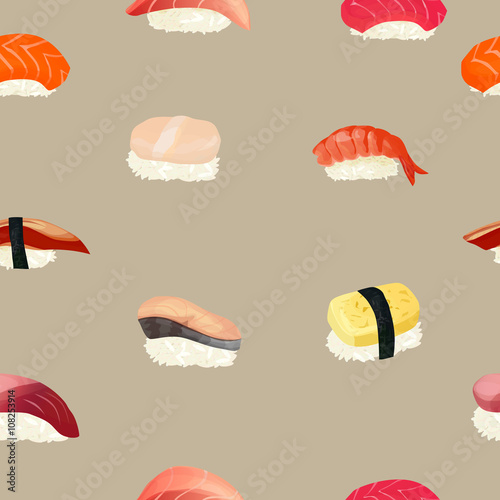 seamless pattern with sushi