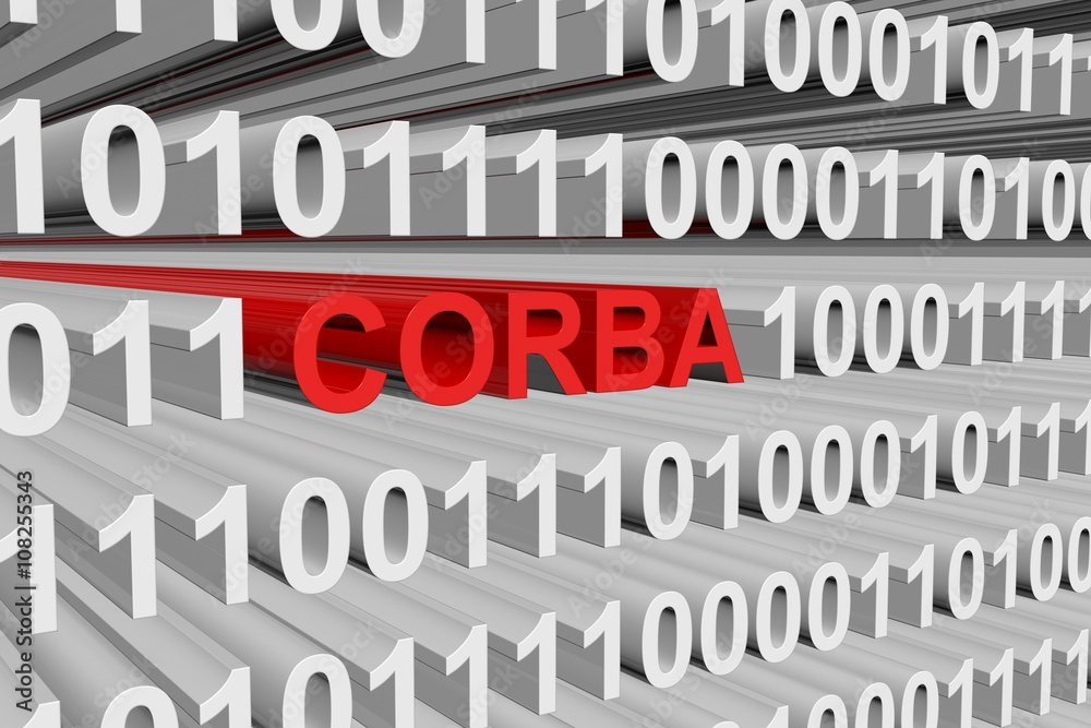 CORBA in the form of binary code, 3D illustration