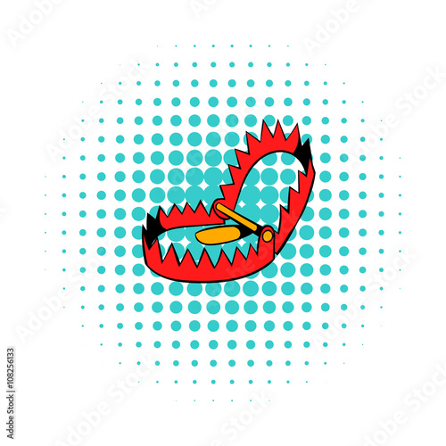 Sharp metal trap icon, comics style