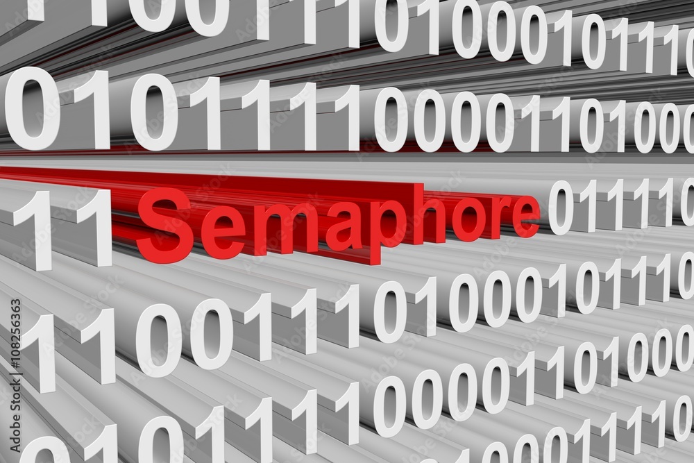 semaphore in the form of binary code, 3D illustration
