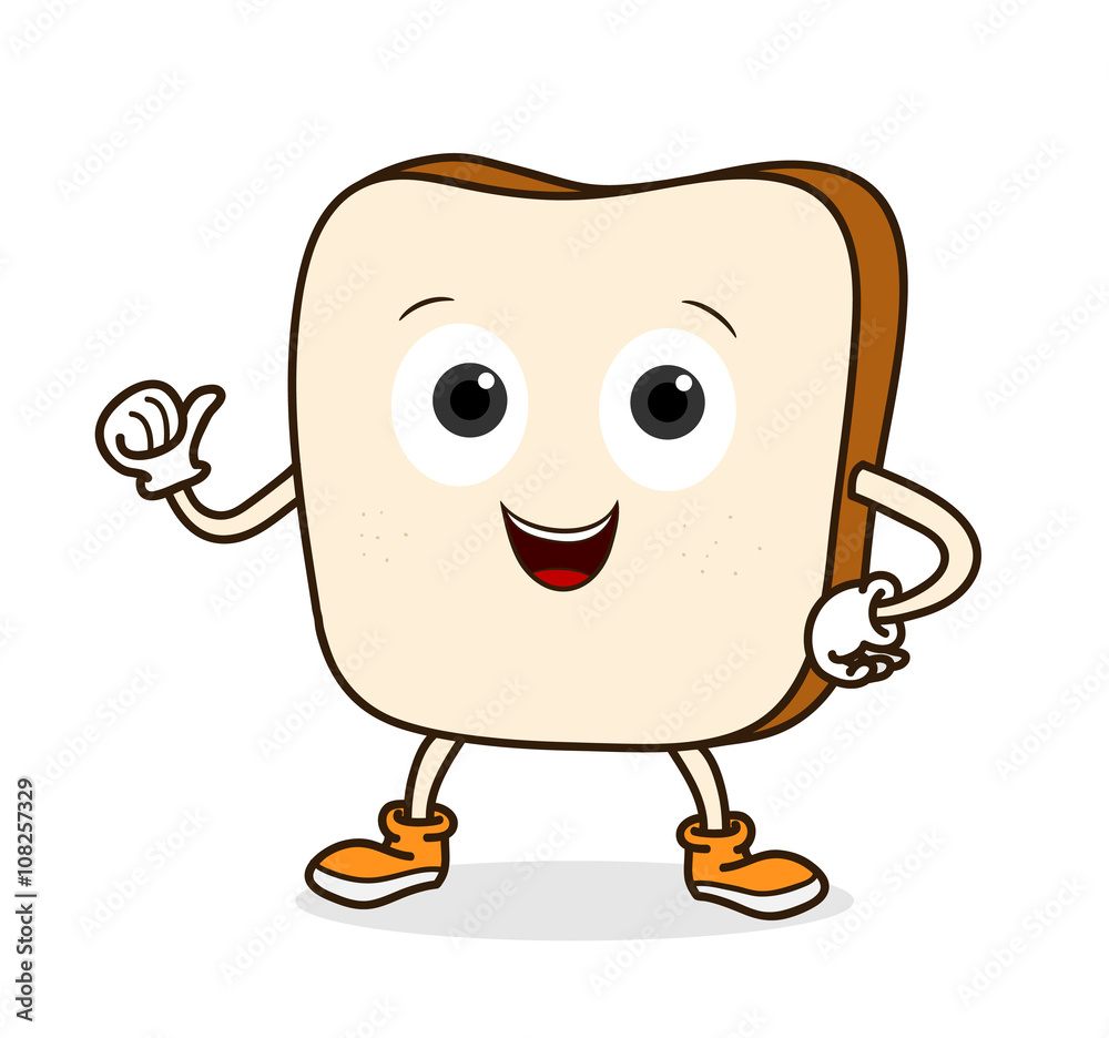 Bread Cartoon, a hand drawn vector illustration of a smiling bread with thumbs up. Bread Cartoon, a hand drawn vector illustration of a smiling bread with thumbs up.