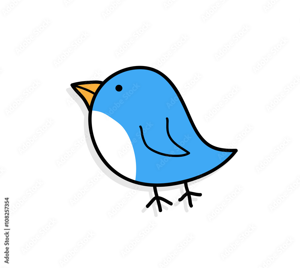 Cute Blue Bird, a hand drawn vector illustration of a cute blue bird with shadow backdrop (on separate group). Cute Blue Bird, a hand drawn vector illustration of a cute blue bird with shadow backdrop (on separate group).