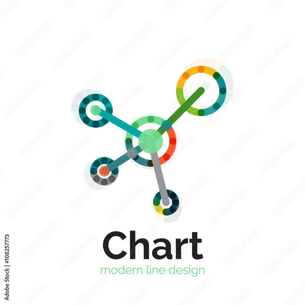 Thin line chart logo design. Graph icon modern colorful flat style Thin line chart logo design. Graph icon modern colorful flat style