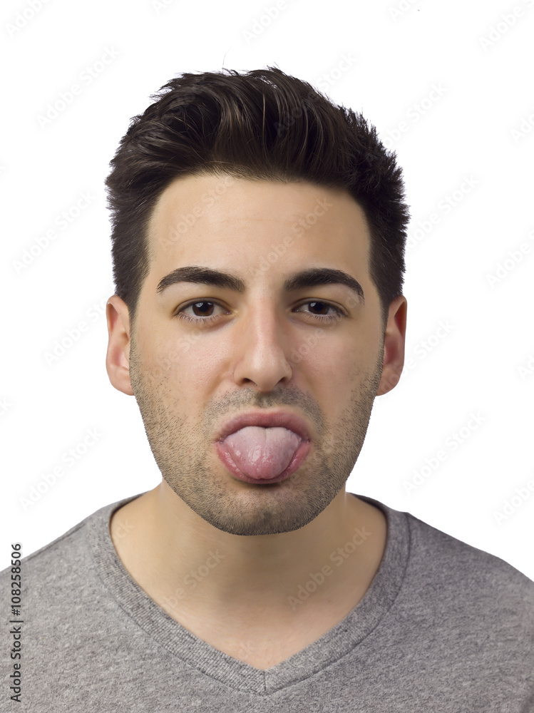 Fototapeta premium silly man showing his tongue