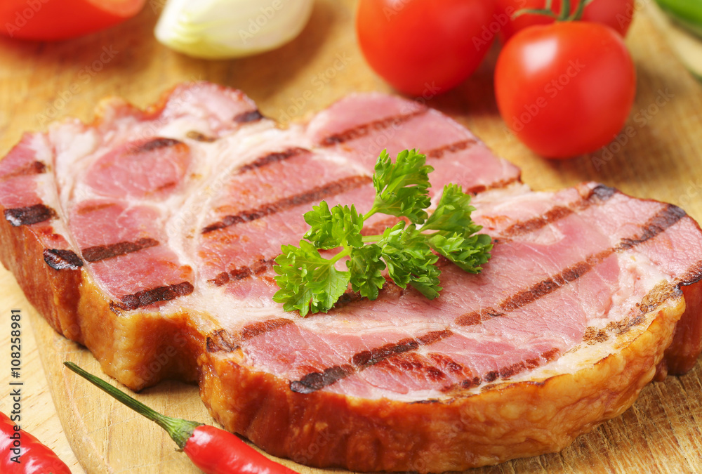 Grilled pork steak