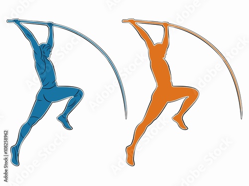 silhouette of a pole jumper , vector drawing