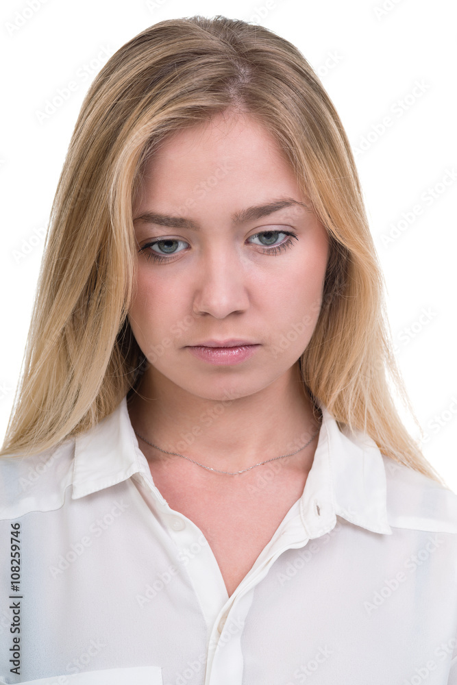 sad and depressed woman isolated on white sad and depressed woman isolated on white