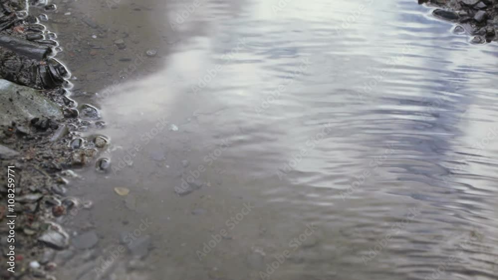 Reflection of clouds in puddle Reflection of clouds in puddle