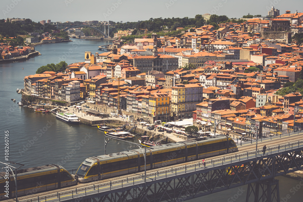Porto, Portugal -21 May 2015:View of Porto Ribeira and Douro riv