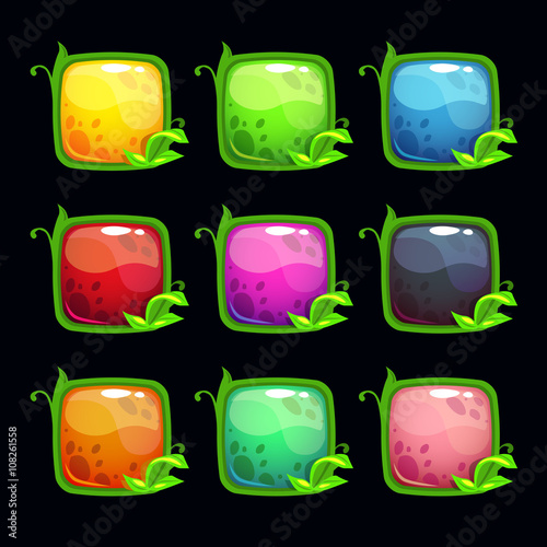 Cartoon square glossy buttons