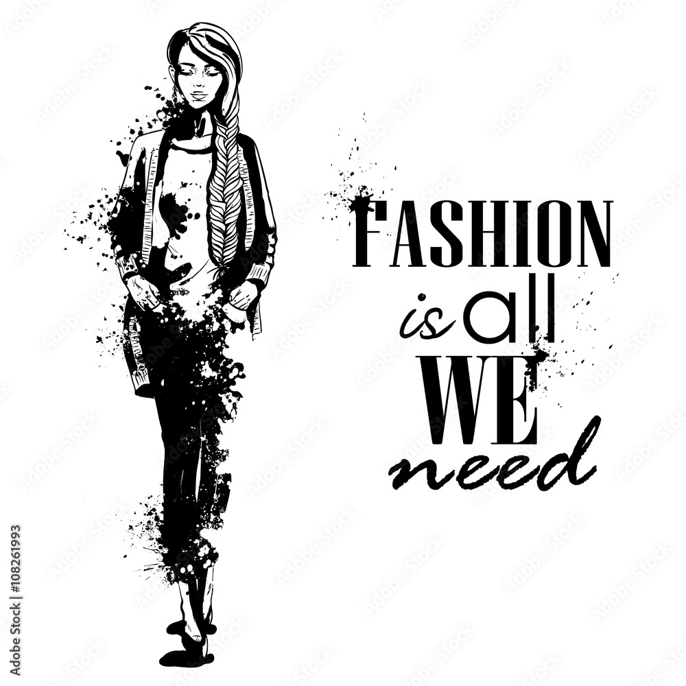 trendy look girl with splashes trendy look girl with splashes