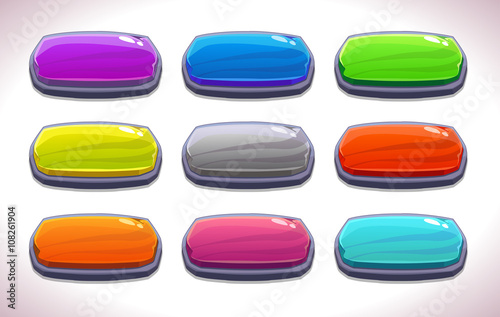 Funny cartoon colorful long horizontal buttons