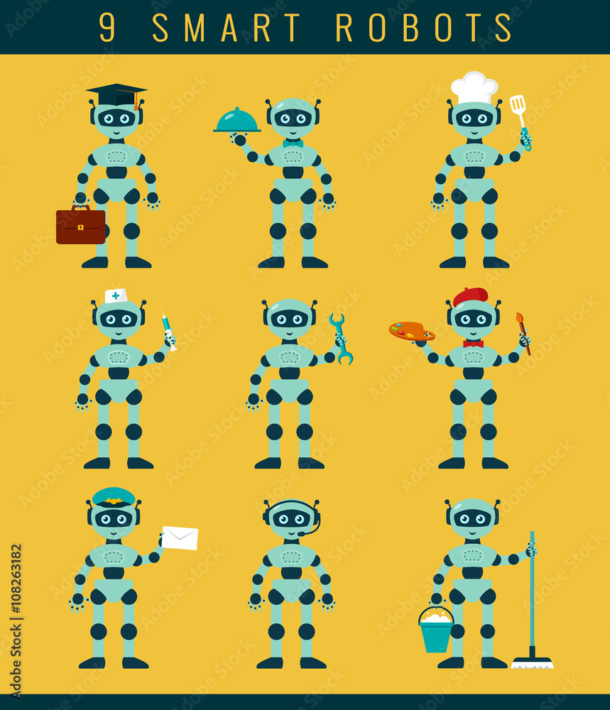 Robot's occupations. Vector collection.