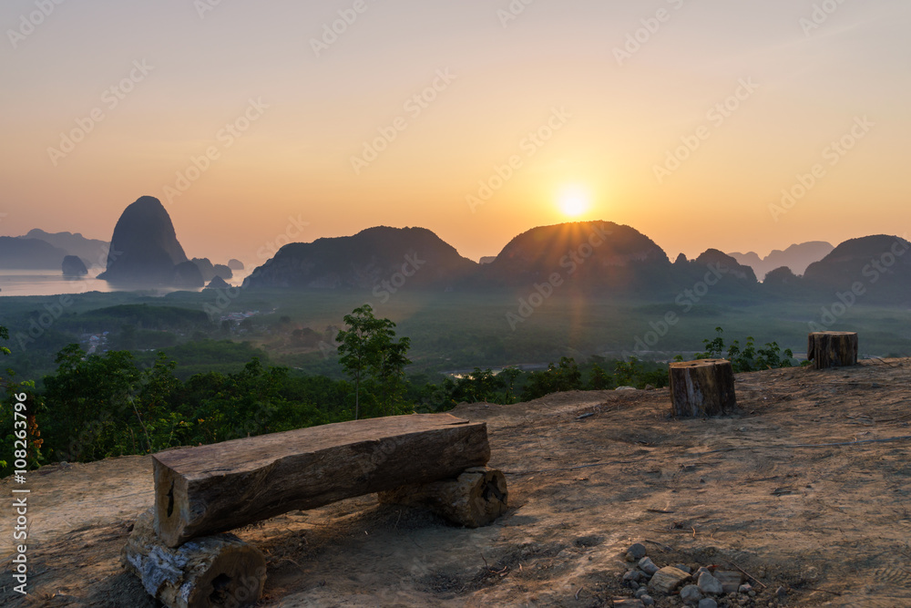 Fototapeta Sunrise at at Toh Li view point ,Phangnga Thailand