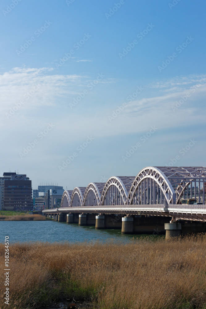 Obraz premium 大阪 北区中津から見る十三大橋