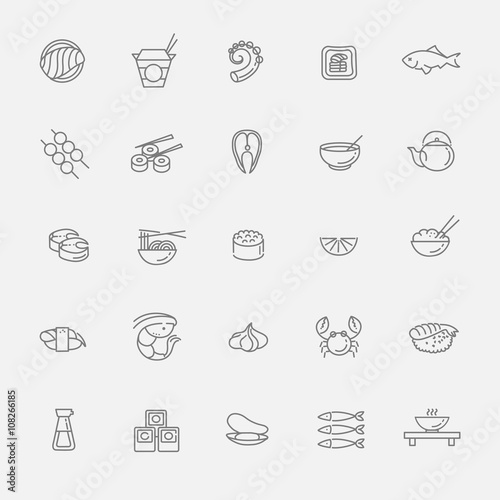 Sushi icon collection Vector