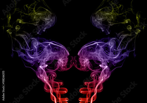 Photo collection of colored smoke on a black background