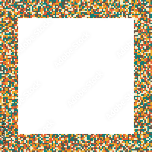 Pixel mosaic square frame in retro (vintage) muted colors