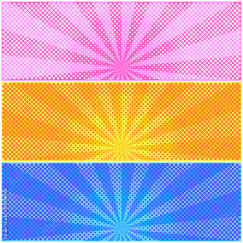 Set of halftone color background. Pattern design for banner, poster, brochure. Vector illustration.