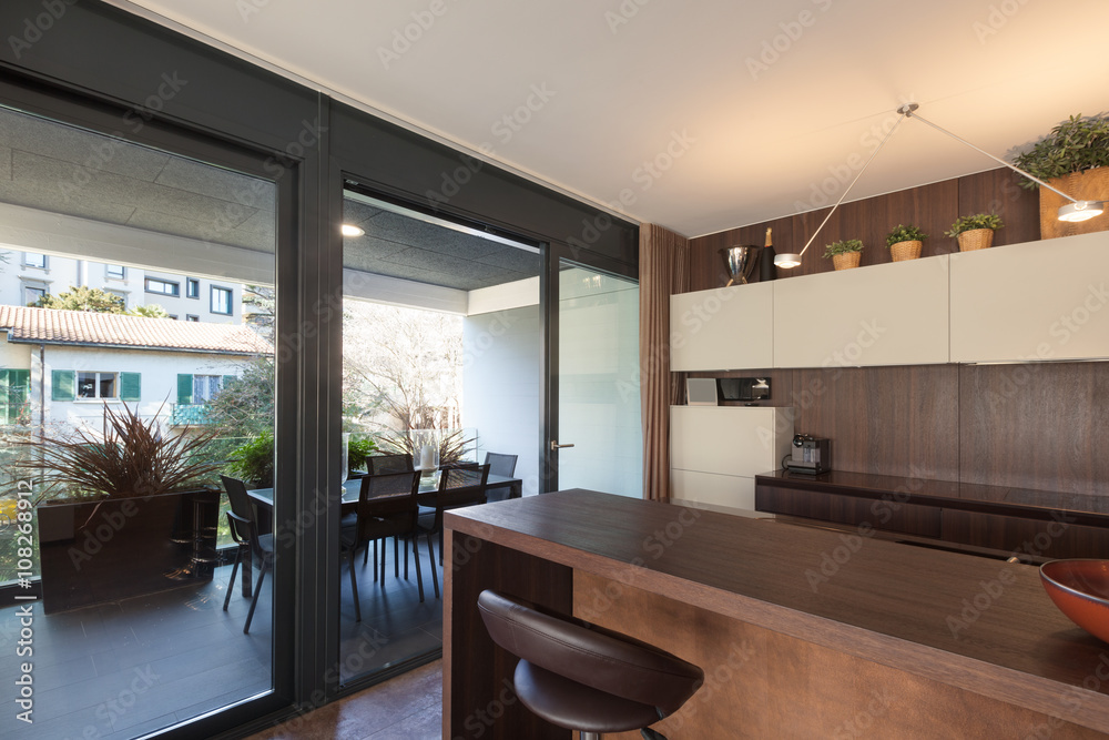 Interiors, wooden kitchen modern design Interiors, wooden kitchen modern design
