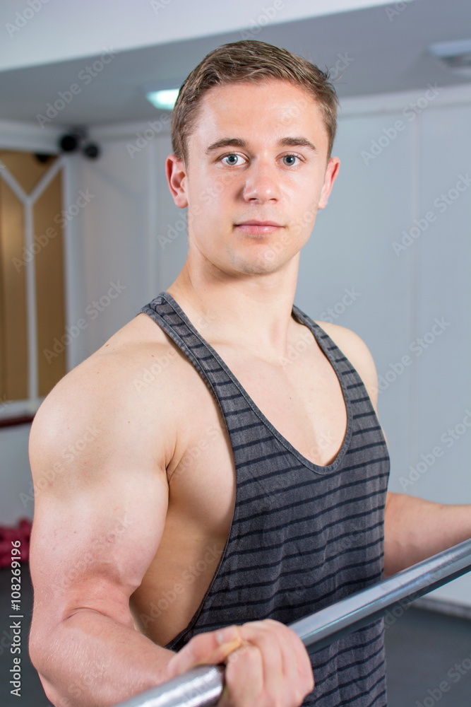 Man performing biceps workout Man performing biceps workout