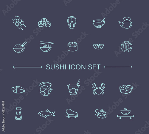 Sushi icon collection Vector