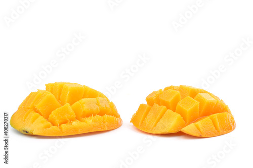Luscious mango, cut into a hat. 