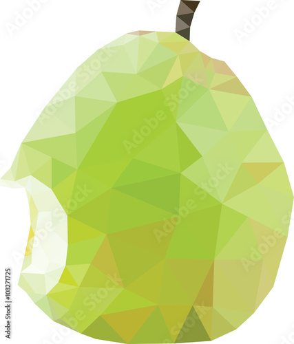 Eaten pear lowpoly polygon fruit vector art 