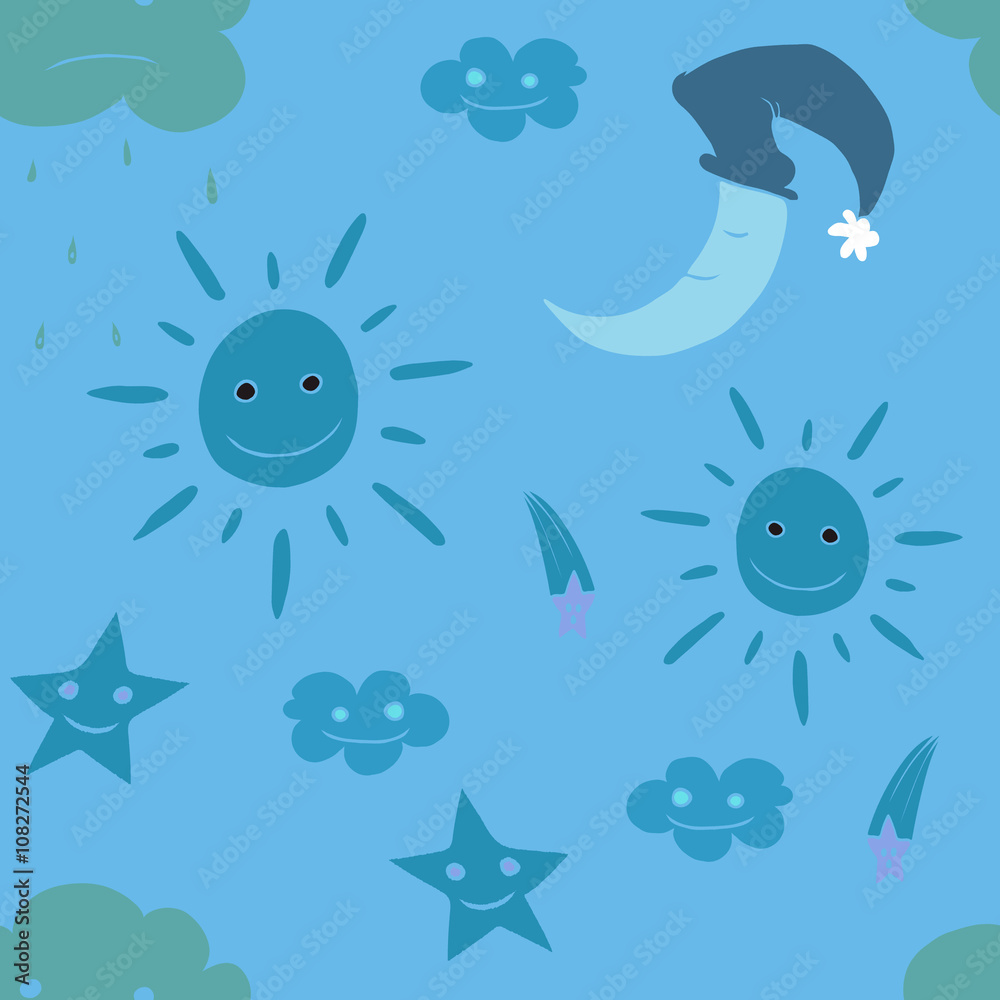 Illustration of star, sun, cloud, moon. Vector8 Illustration of star, sun, cloud, moon. Vector8