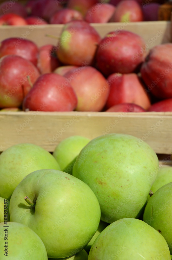 Apples in crates