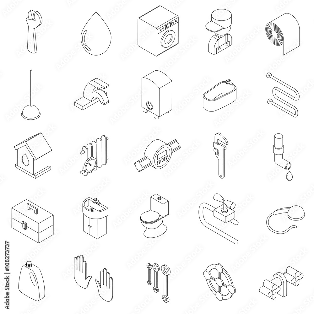 Sanitary engineering icons set
