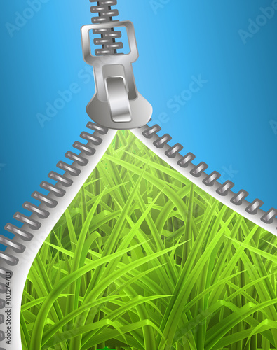 open zipper on grass