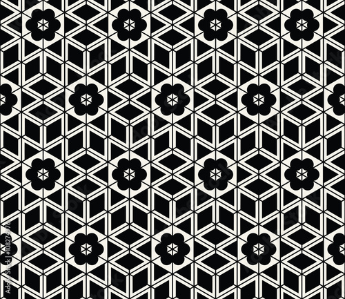 Flower hexagon seamless pattern background vector