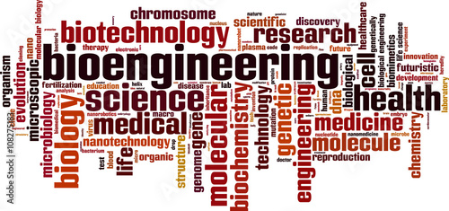 Bioengineering word cloud concept. Vector illustration