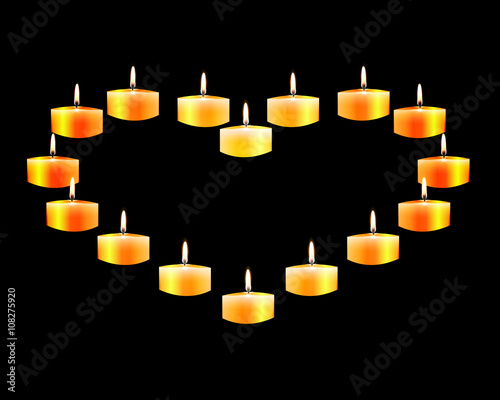 Heart laid out candles