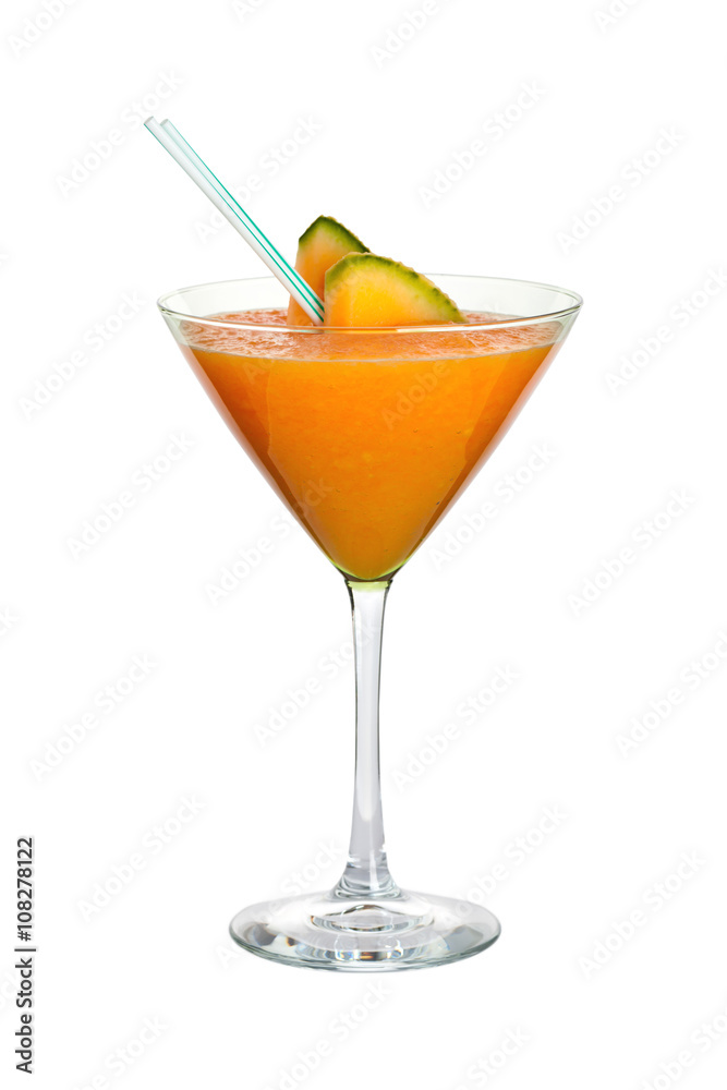 Melon Smoothie Isolated on white. Selective focus. Melon Smoothie Isolated on white. Selective focus.