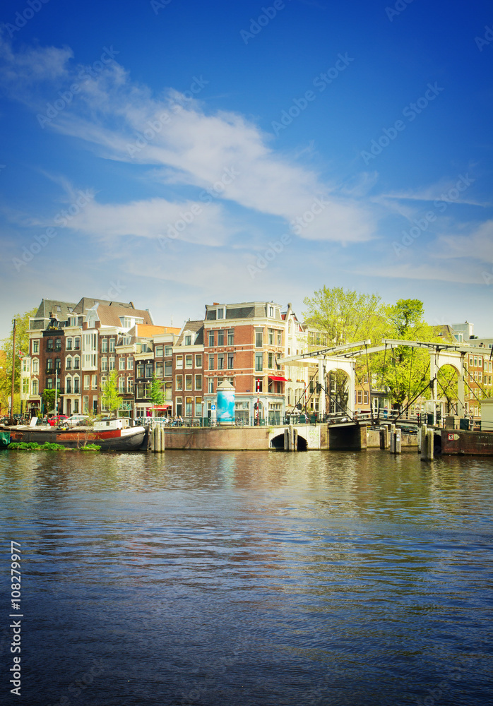 Amstel riverbank,  Amsterdam, Holland