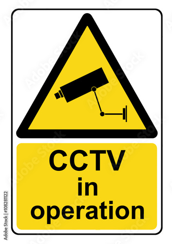 CCTV in operation yellow warning sign