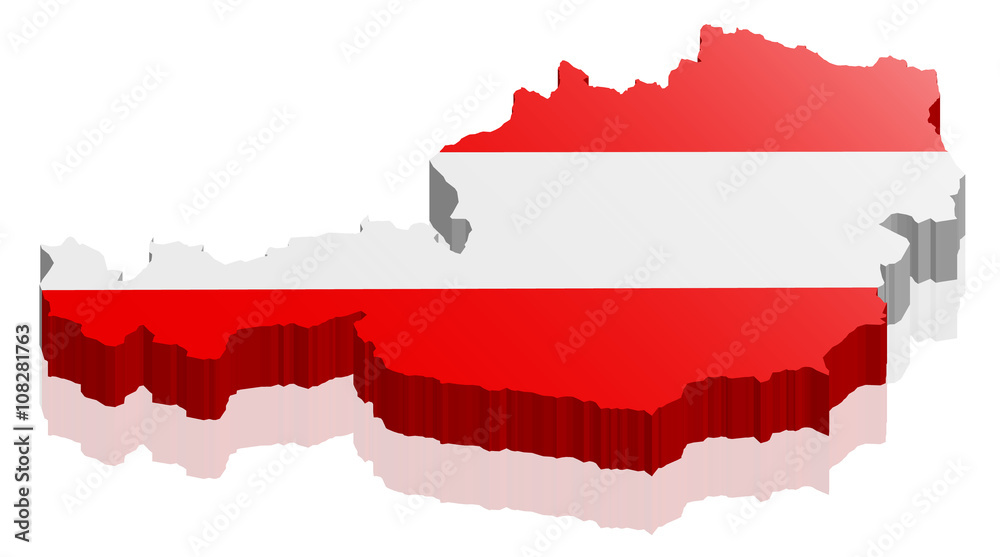 Österreich Landkarte mit Österreich Flagge Fahne 3D Stock Vector