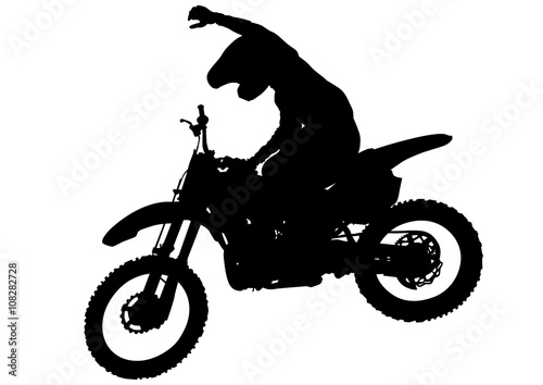 Man on flying bike on white background