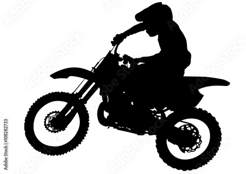 Man on flying bike on white background