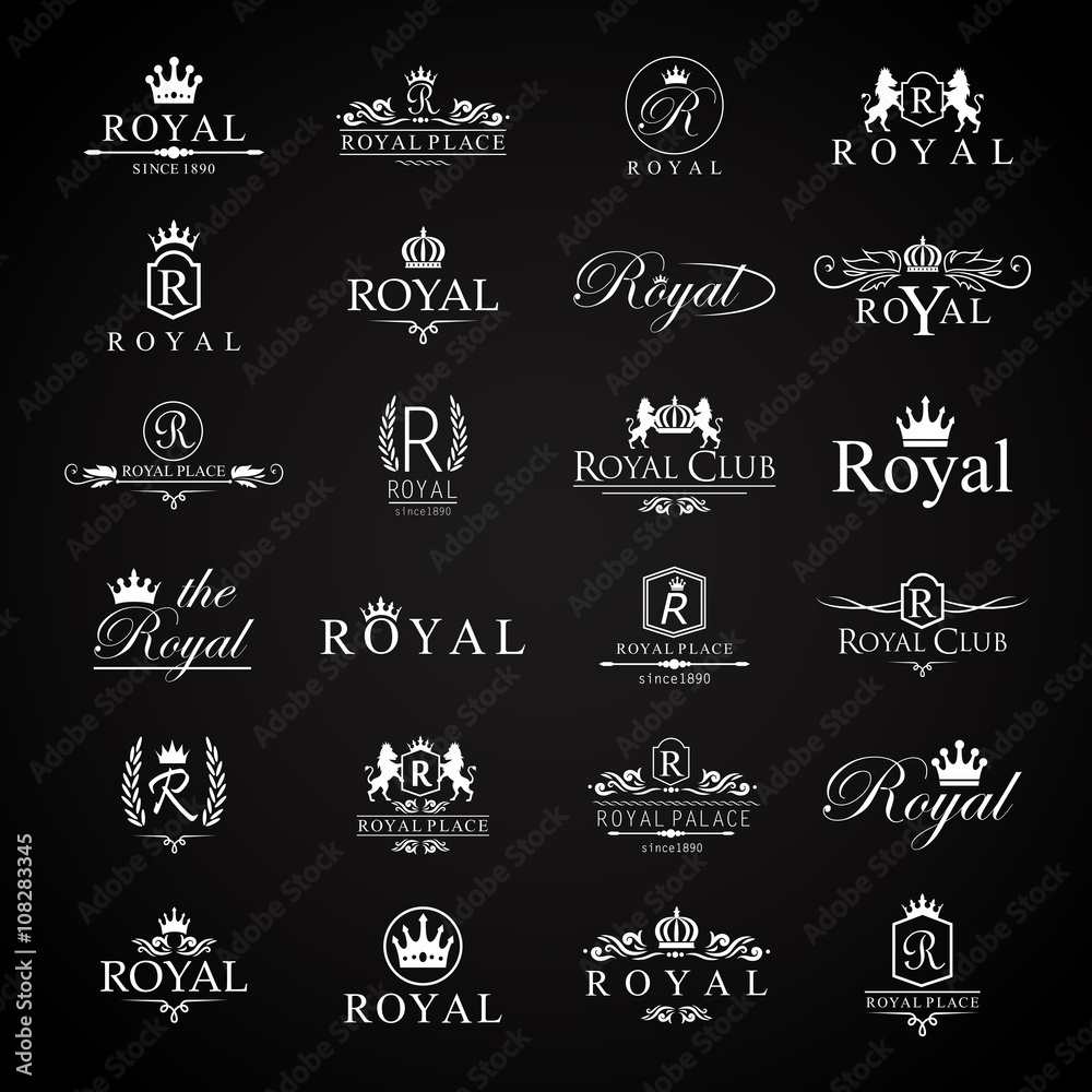 Royal Icons Set-Isolated On Black Background-Vector Illustration,Graphic Design Royal Icons Set-Isolated On Black Background-Vector Illustration,Graphic Design