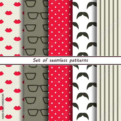 hipster set of seamless patterns