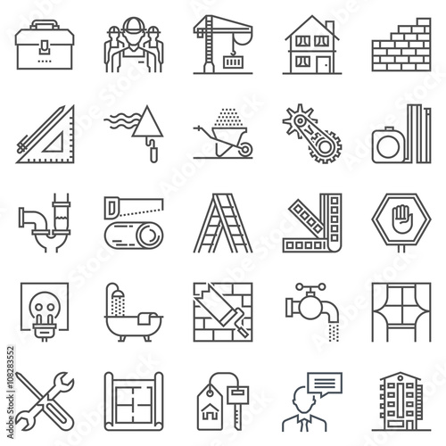 Construction theme icon set
