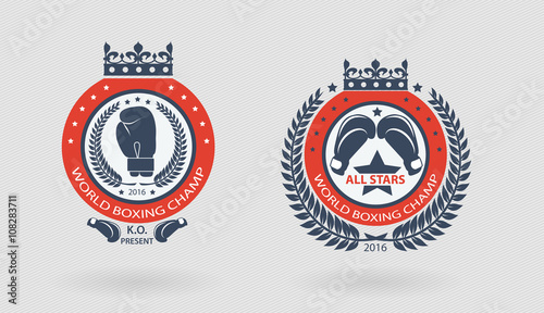 Boxing champ or team emblem set